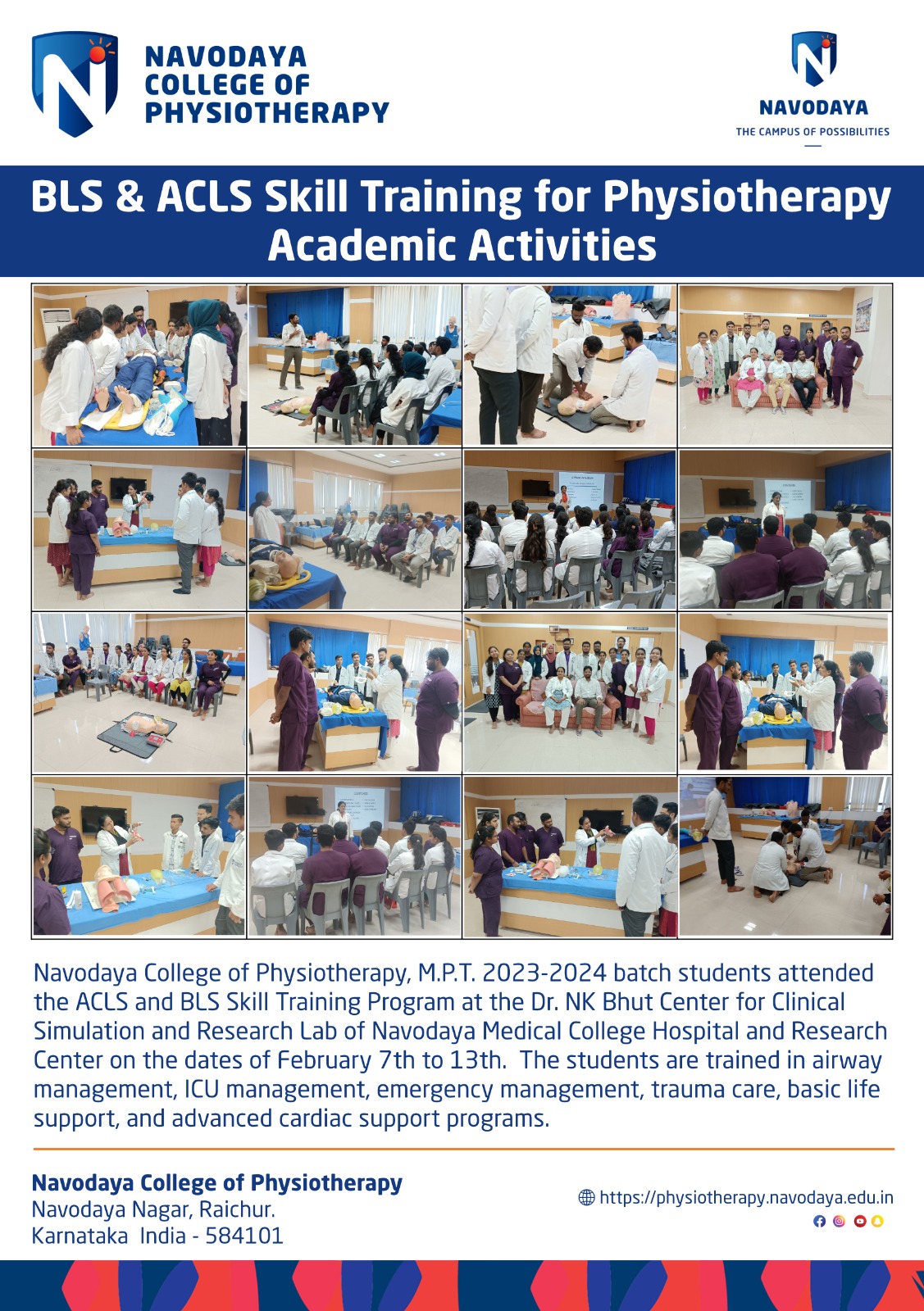 First Aid & BLS ACLS Skill Training for Physiotherapy Academics Activities