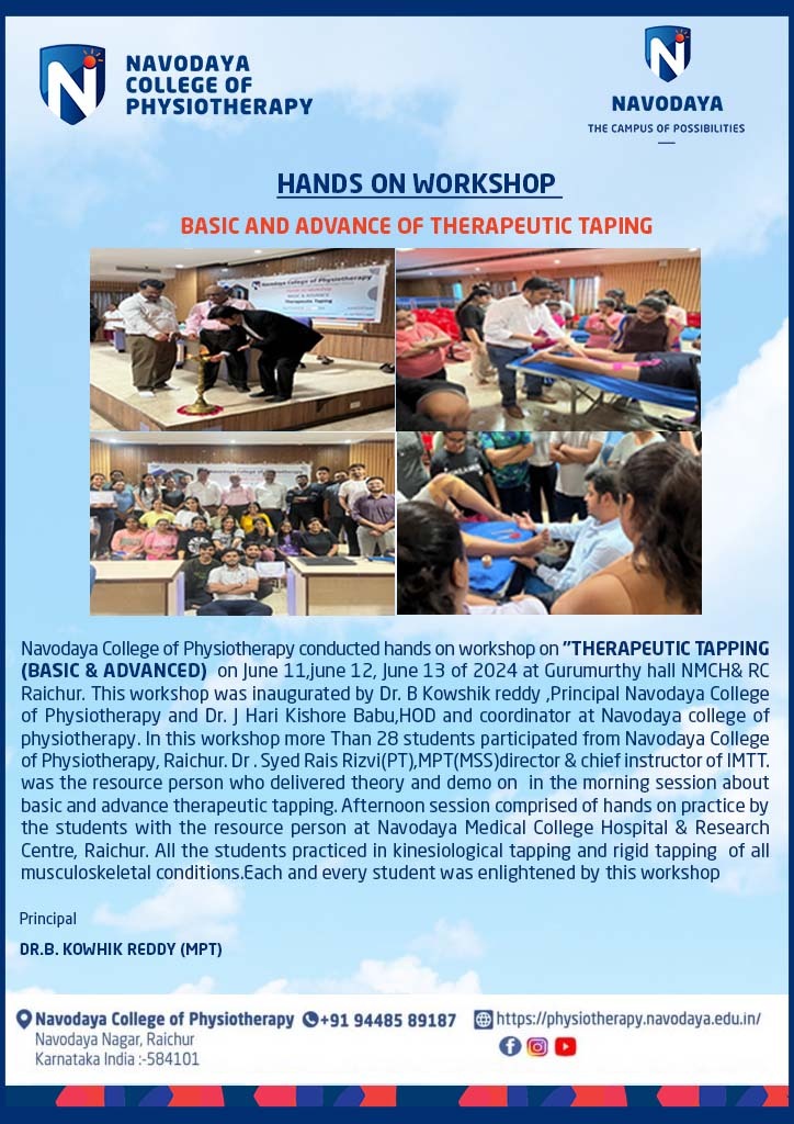 HANDS ON WORKSHOP  BASIC AND ADVANCE OF THERAPEUTIC TAPING