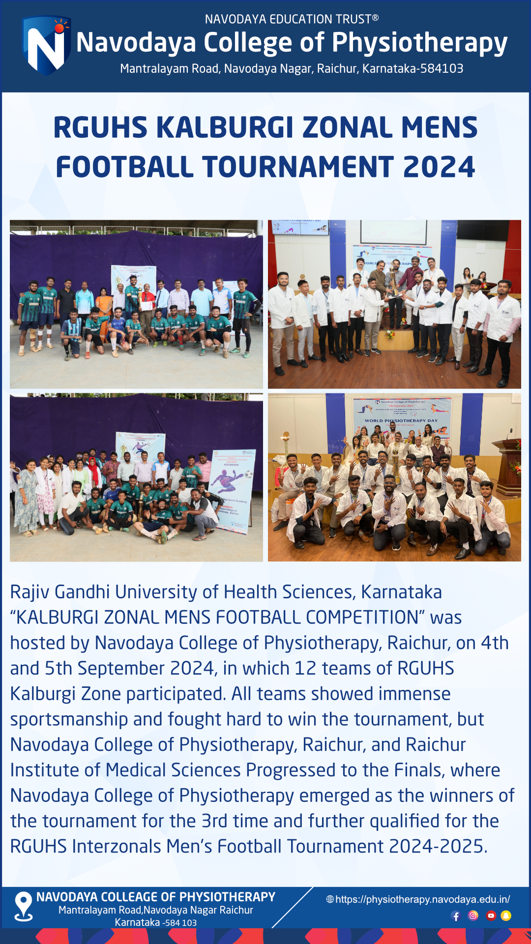 RGUHS Kalaburgi Zonal Mens Football Tournament 2024